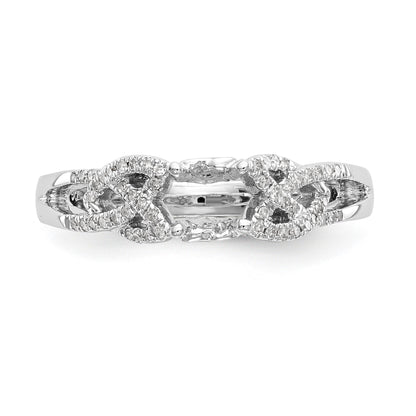 14k White Gold Diamond Round CZ Criss Cross Engagement Ring