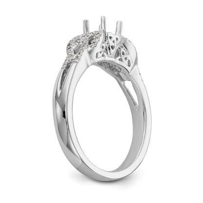 14k White Gold Diamond Round CZ Criss Cross Engagement Ring