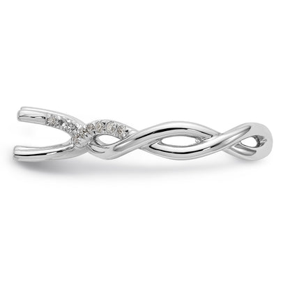 14k White Gold Diamond Round CZ Criss Cross Engagement Ring