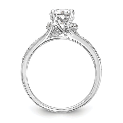 14k White Gold Diamond Round CZ Criss Cross Engagement Ring