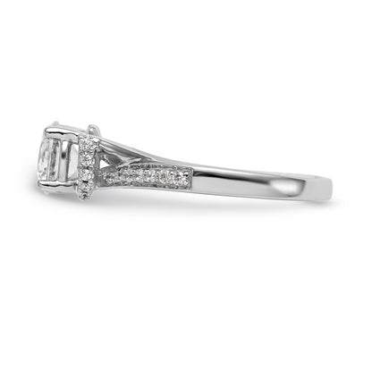 14k White Gold Diamond Round CZ Criss Cross Engagement Ring