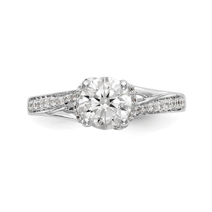 14k White Gold Diamond Round CZ Criss Cross Engagement Ring