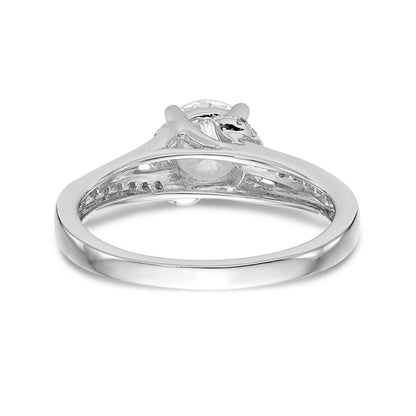 14k White Gold Diamond Round CZ Criss Cross Engagement Ring