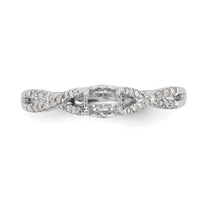 14k White Gold Diamond Round CZ Criss Cross Engagement Ring