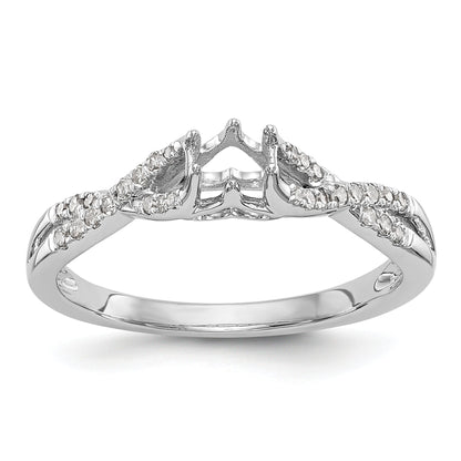 14k White Gold Diamond Round CZ Criss Cross Engagement Ring