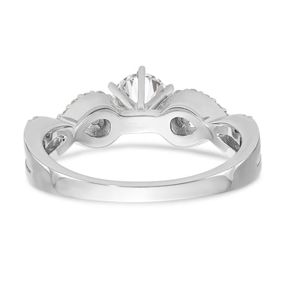 14k White Gold Peg Set Simulated Diamond Criss Cross Engagement Ring