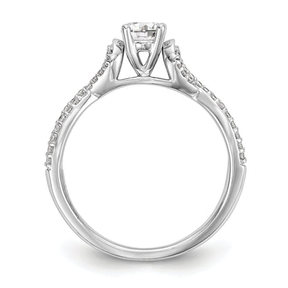 14kw Peg Set Simulated Diamond Criss Cross Engagement Ring