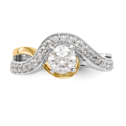 14k TT Peg Set Simulated Diamond Criss Cross Engagement Ring
