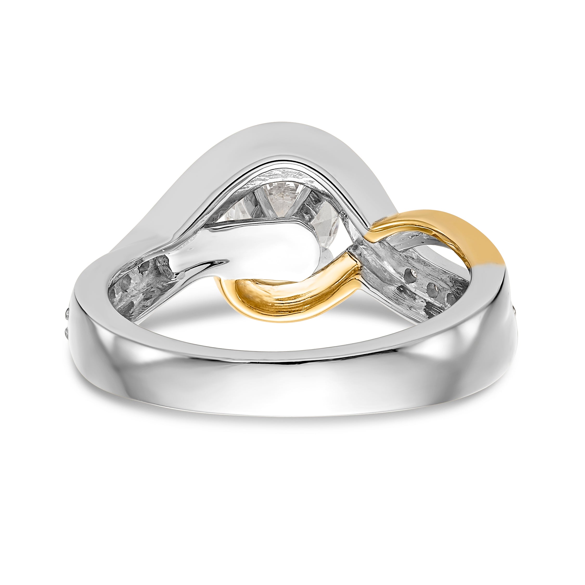 14k TT Peg Set Simulated Diamond Criss Cross Engagement Ring
