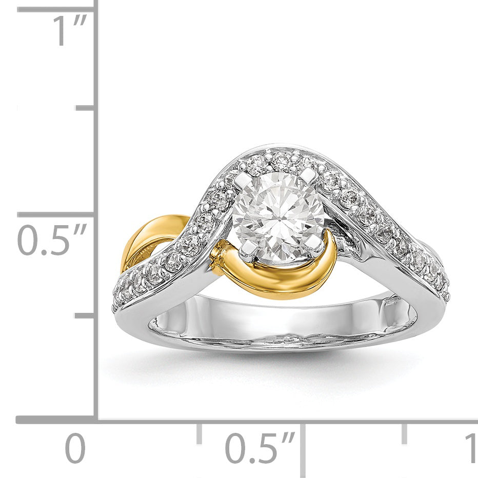 14k TT Peg Set Simulated Diamond Criss Cross Engagement Ring