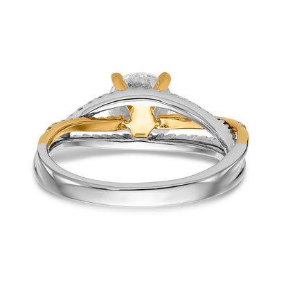 14k TT Peg Set Simulated Diamond Criss Cross Engagement Ring