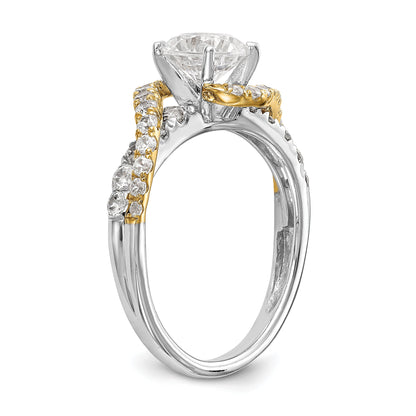 14k TT Peg Set Simulated Diamond Criss Cross Engagement Ring