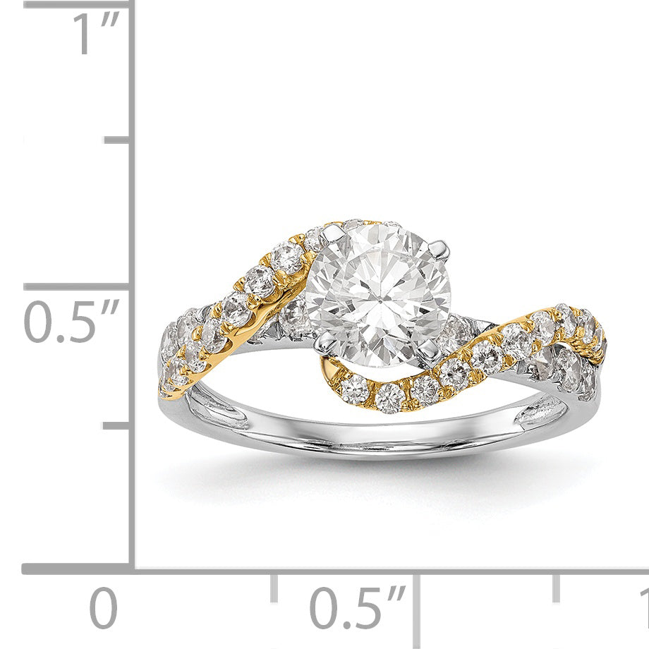 14k TT Peg Set Simulated Diamond Criss Cross Engagement Ring