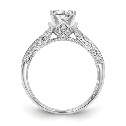 14kw Peg Set Simulated Diamond Criss Cross Engagement Ring