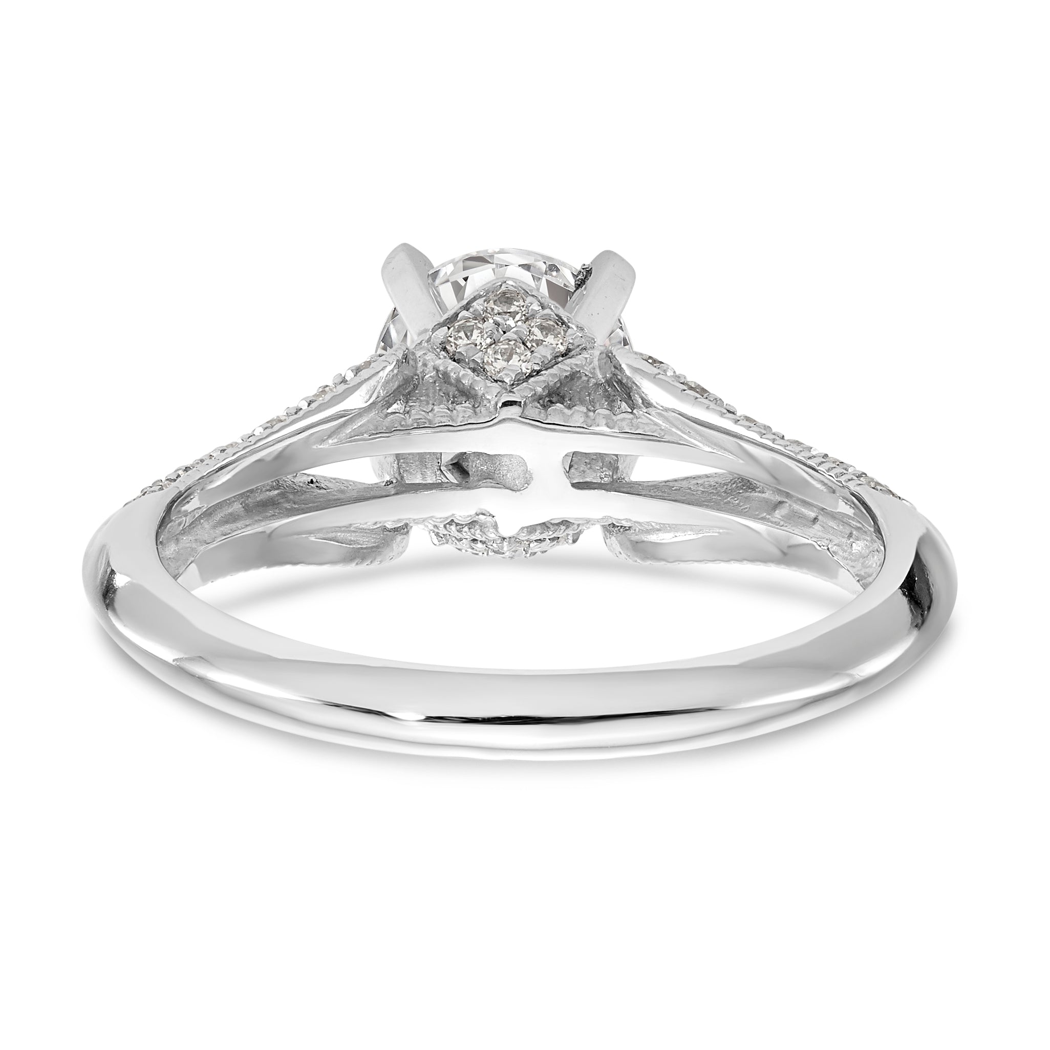 14kw Peg Set Simulated Diamond Criss Cross Engagement Ring
