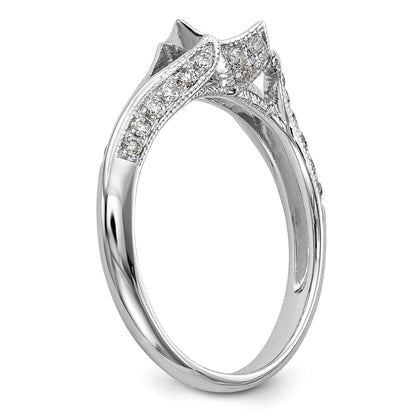 14kw Peg Set Simulated Diamond Criss Cross Engagement Ring