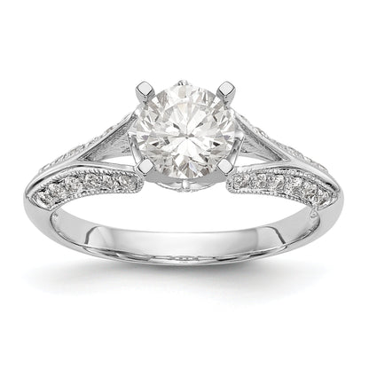 14kw Peg Set Simulated Diamond Criss Cross Engagement Ring