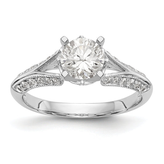 14kw Peg Set Simulated Diamond Criss Cross Engagement Ring