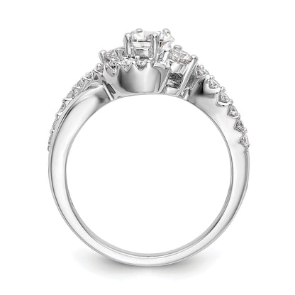 14k White Gold Simulated Diamond Criss Cross Engagement Ring