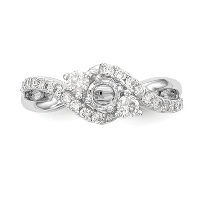 14k White Gold Simulated Diamond Criss Cross Engagement Ring