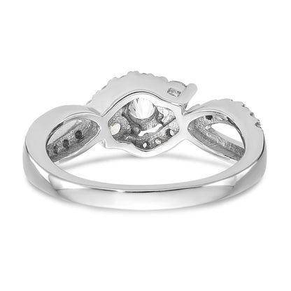 14k White Gold Simulated Diamond Criss Cross Engagement Ring
