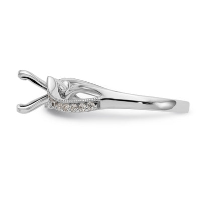 14k White Gold Peg Set Simulated Diamond Criss Cross Engagement Ring