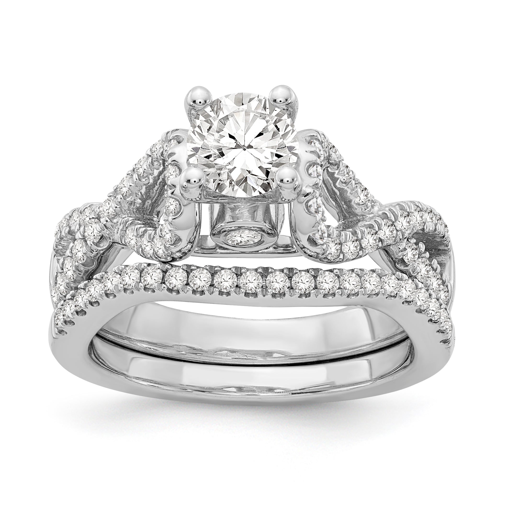 14k White Gold Simulated Diamond Infinity Engagement Ring