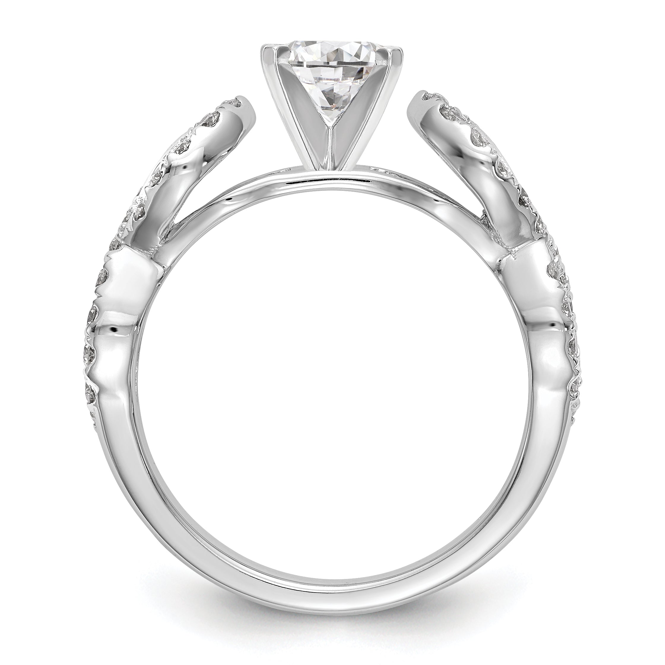14k White Gold Peg Set Simulated Diamond Infinity Engagement Ring
