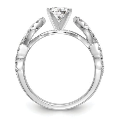 14k White Gold Peg Set Simulated Diamond Infinity Engagement Ring