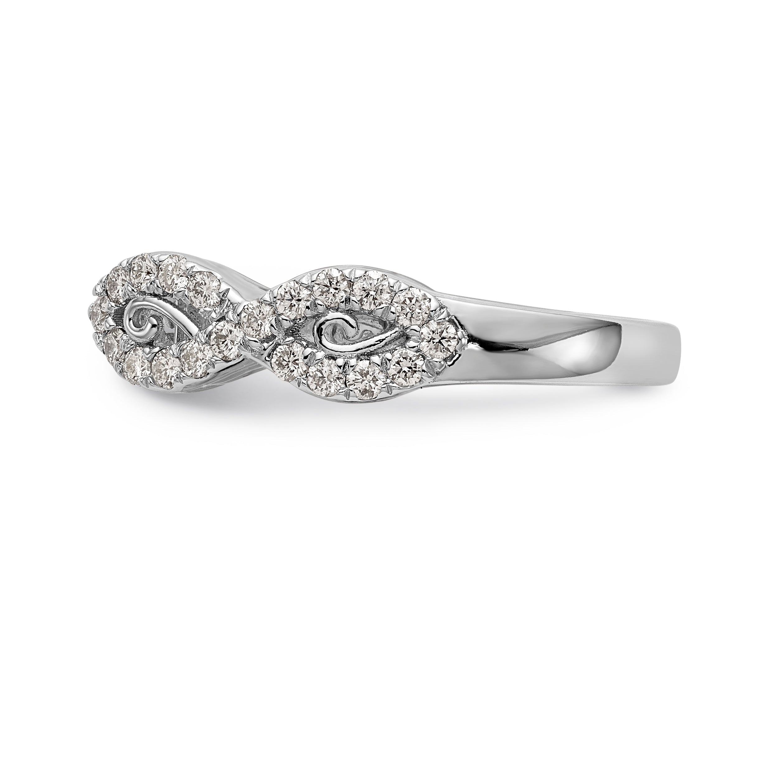 14k White Gold Peg Set Simulated Diamond Infinity Engagement Ring