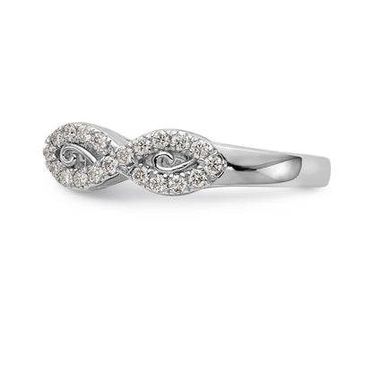 14k White Gold Peg Set Simulated Diamond Infinity Engagement Ring