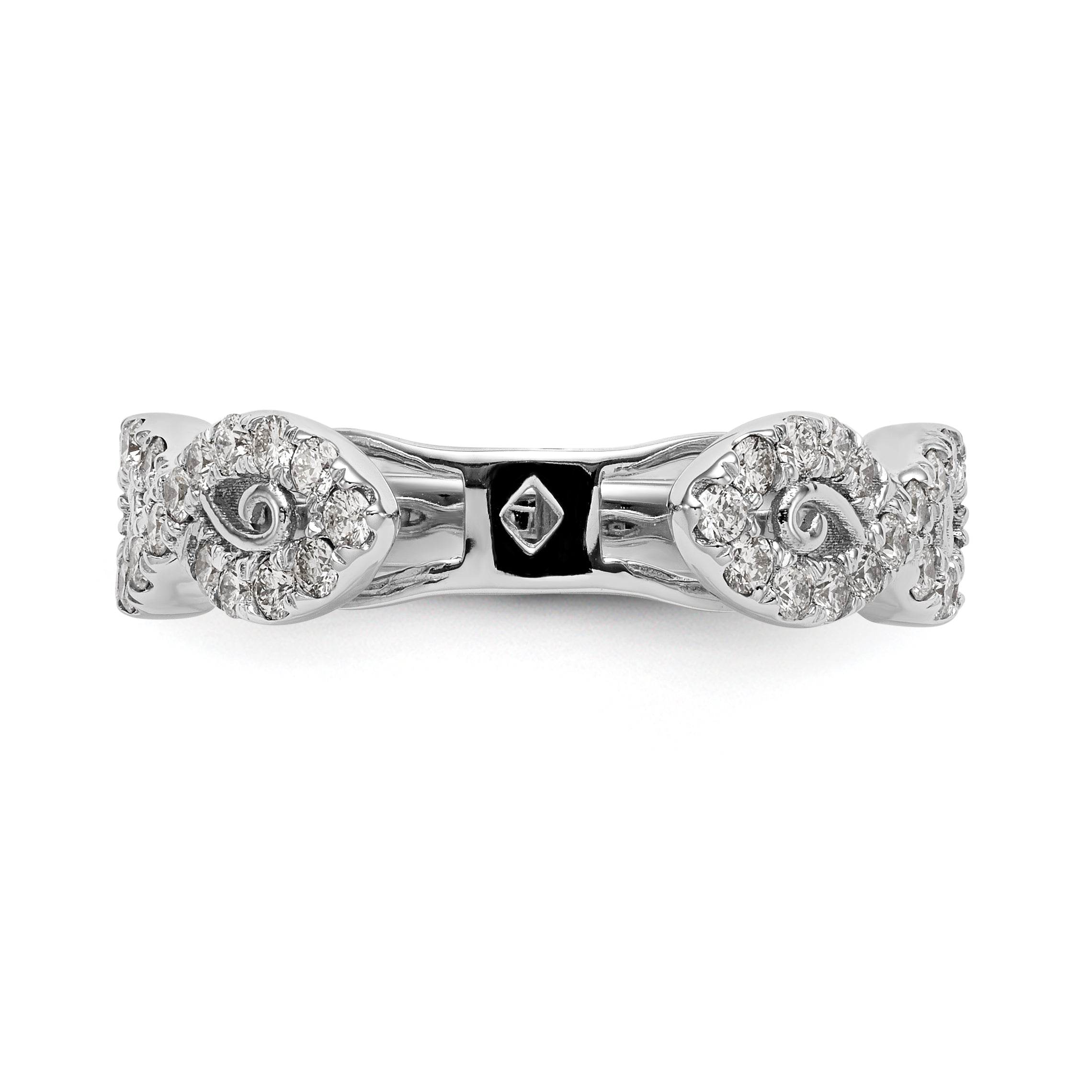 14k White Gold Peg Set Simulated Diamond Infinity Engagement Ring
