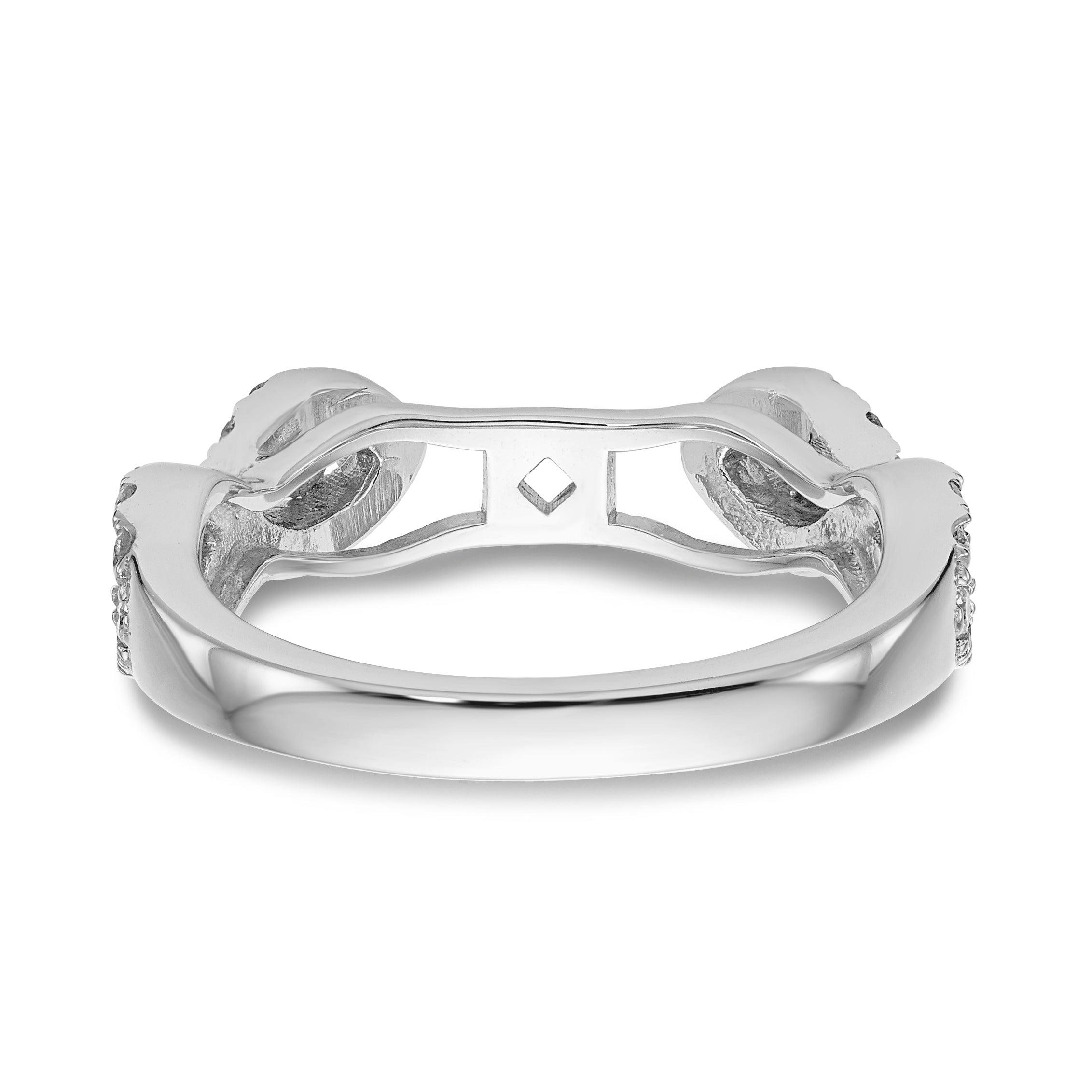 14k White Gold Peg Set Simulated Diamond Infinity Engagement Ring