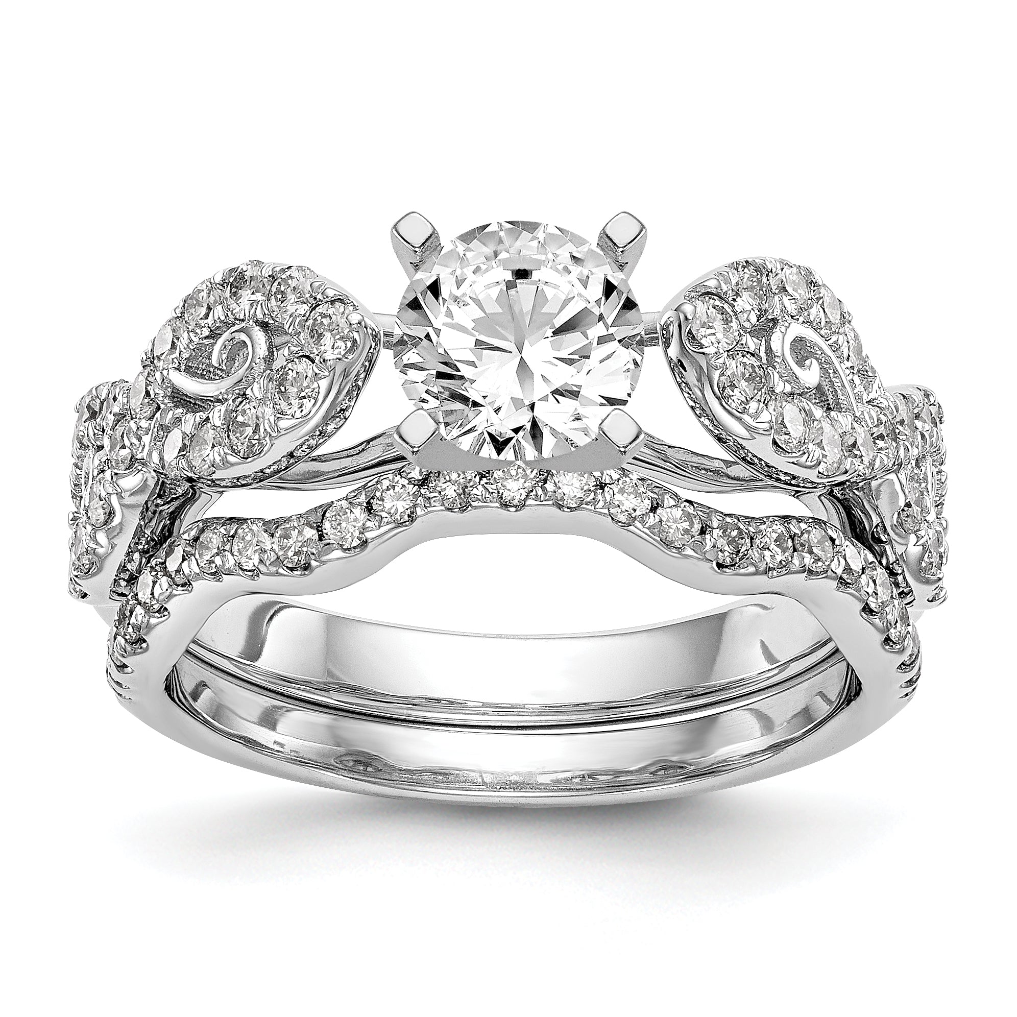 14k White Gold Peg Set Simulated Diamond Infinity Engagement Ring