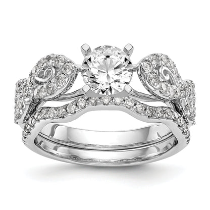 14k White Gold Peg Set Simulated Diamond Infinity Engagement Ring