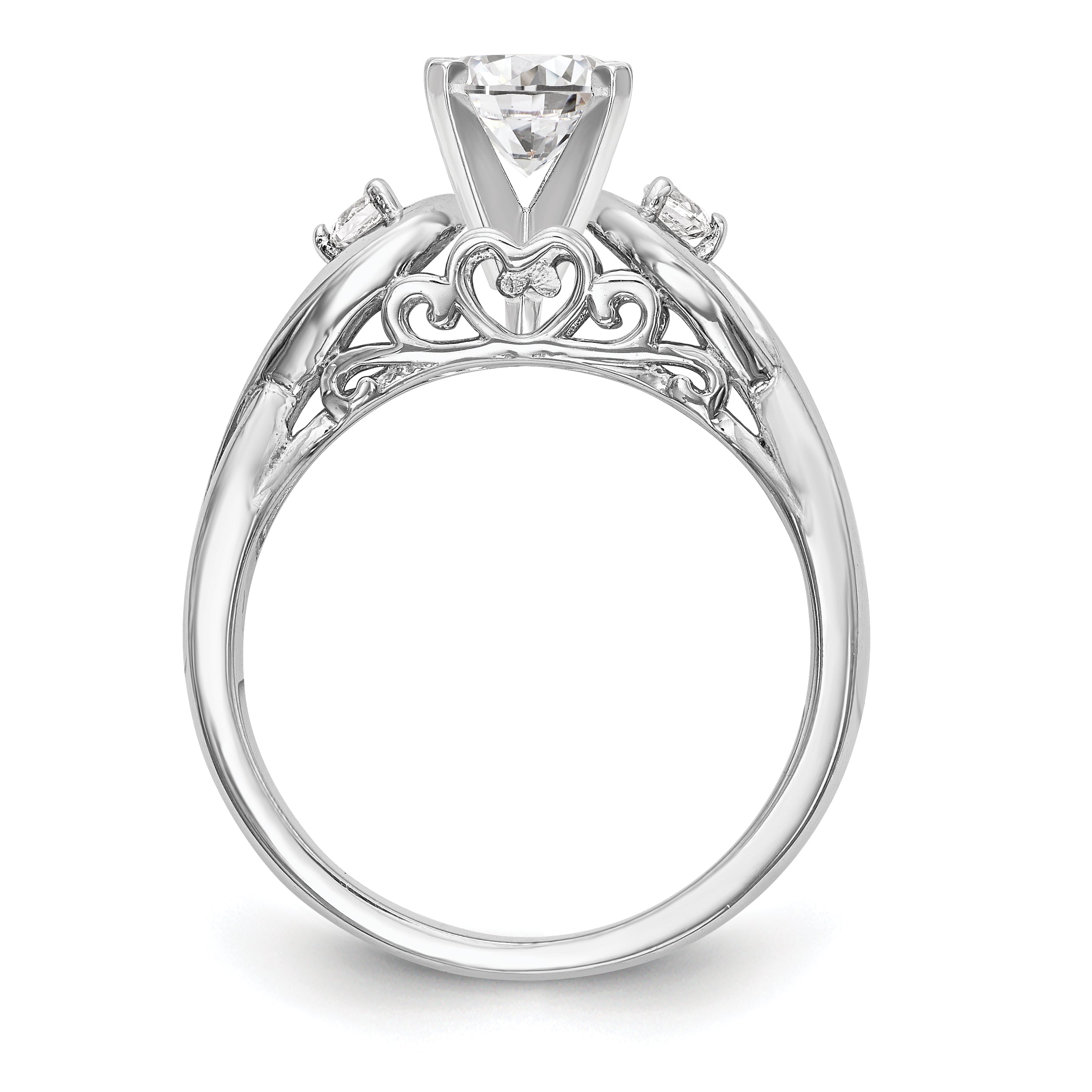 14k White Gold Peg Set Simulated Diamond Infinity Engagement Ring