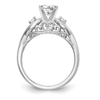 14k White Gold Peg Set Simulated Diamond Infinity Engagement Ring