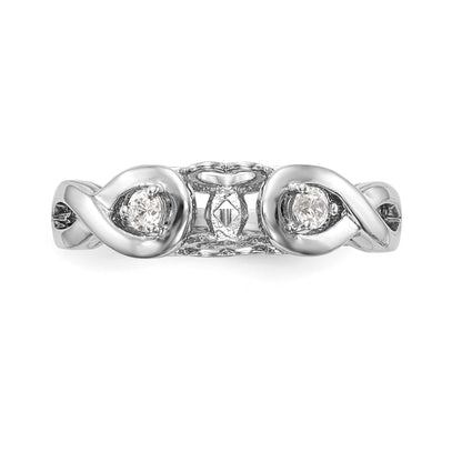 14k White Gold Peg Set Simulated Diamond Infinity Engagement Ring