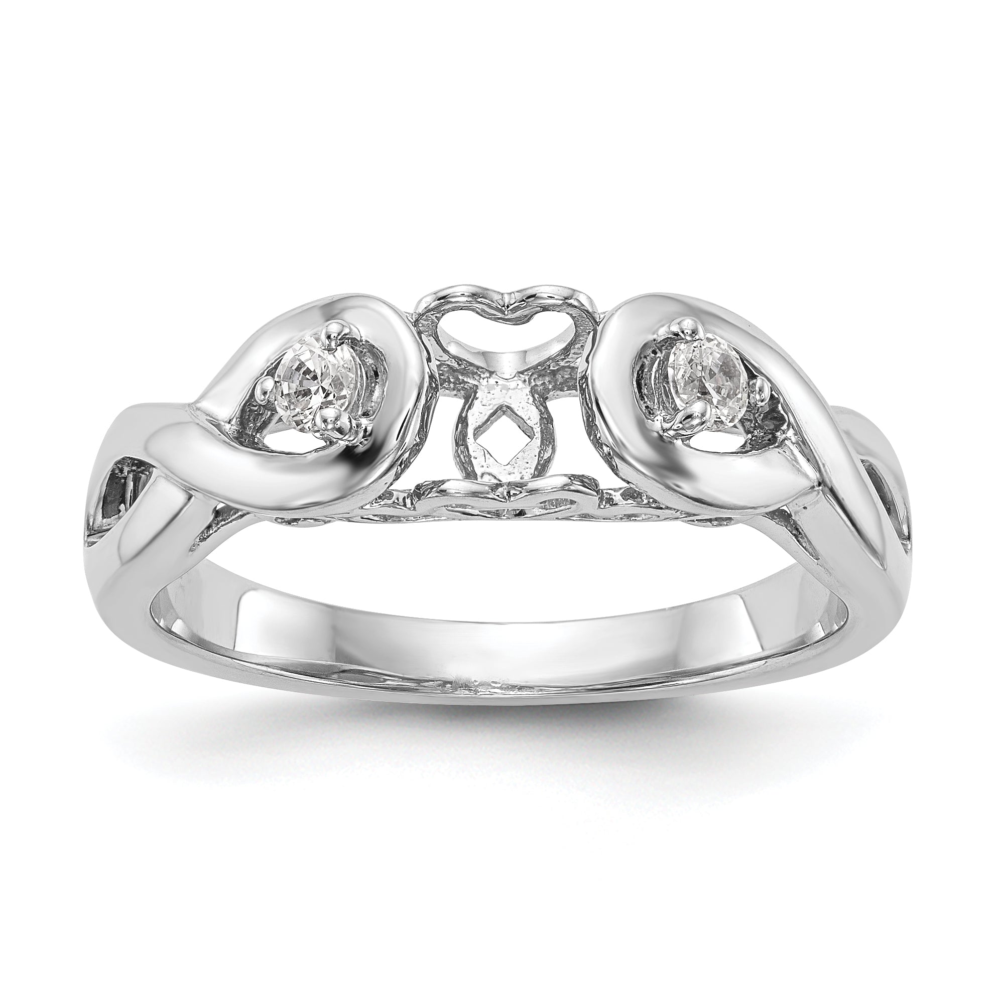 14k White Gold Peg Set Simulated Diamond Infinity Engagement Ring