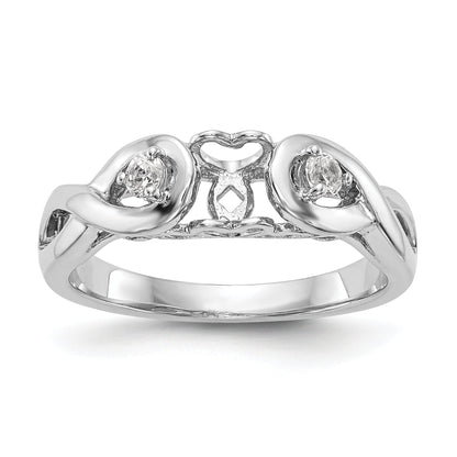 14k White Gold Peg Set Simulated Diamond Infinity Engagement Ring
