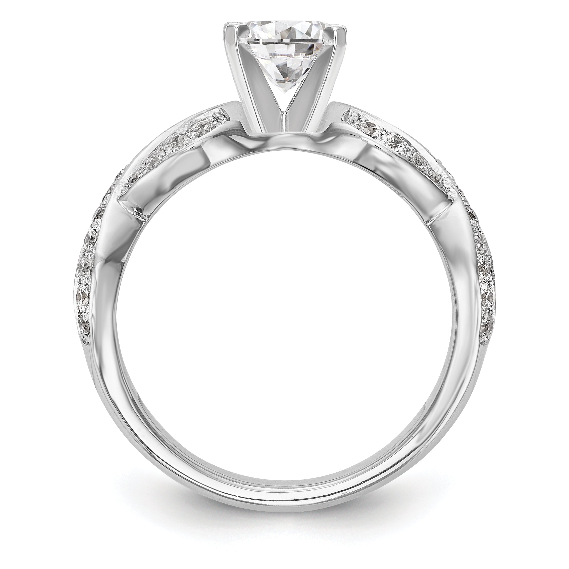 14k White Gold Peg Set Simulated Diamond Infinity Engagement Ring