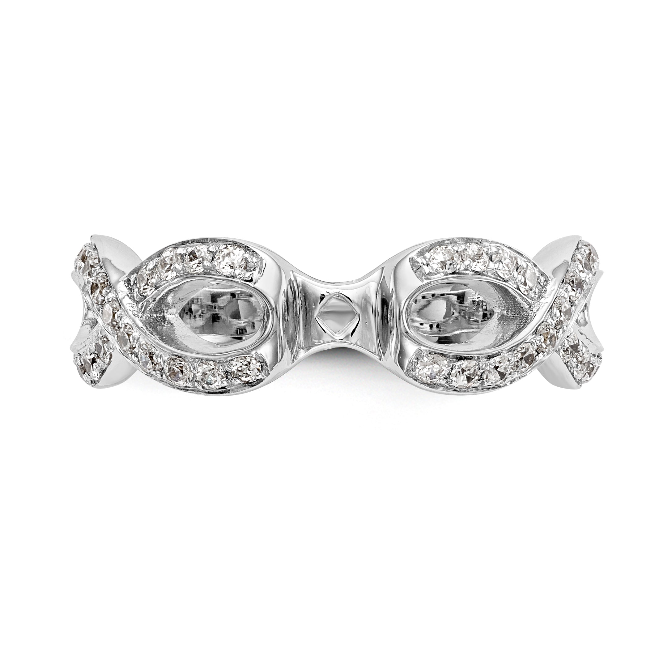 14k White Gold Peg Set Simulated Diamond Infinity Engagement Ring