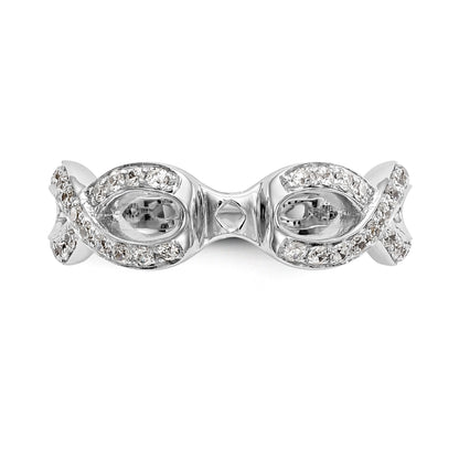 14k White Gold Peg Set Simulated Diamond Infinity Engagement Ring