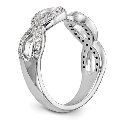 14k White Gold Peg Set Simulated Diamond Infinity Engagement Ring