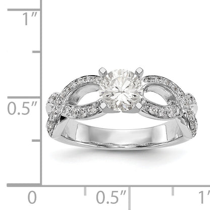 14k White Gold Peg Set Simulated Diamond Infinity Engagement Ring