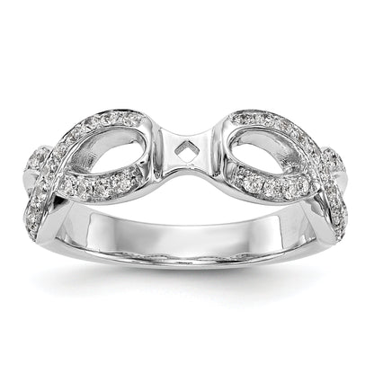 14k White Gold Peg Set Simulated Diamond Infinity Engagement Ring