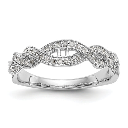 14k White Gold Peg Set Simulated Diamond Criss Cross Engagement Ring