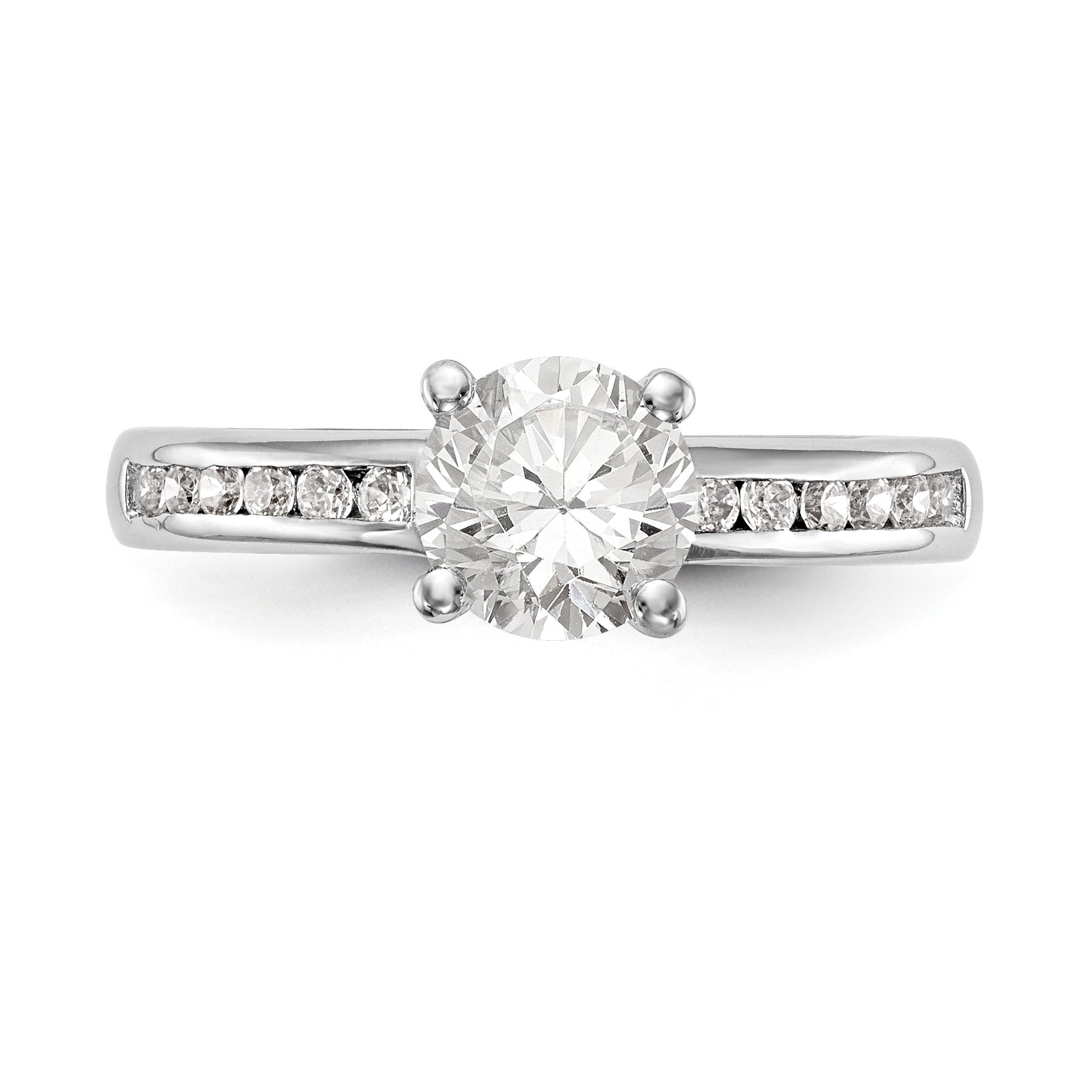 14K White Gold Simulated Diamond Engagement Ring