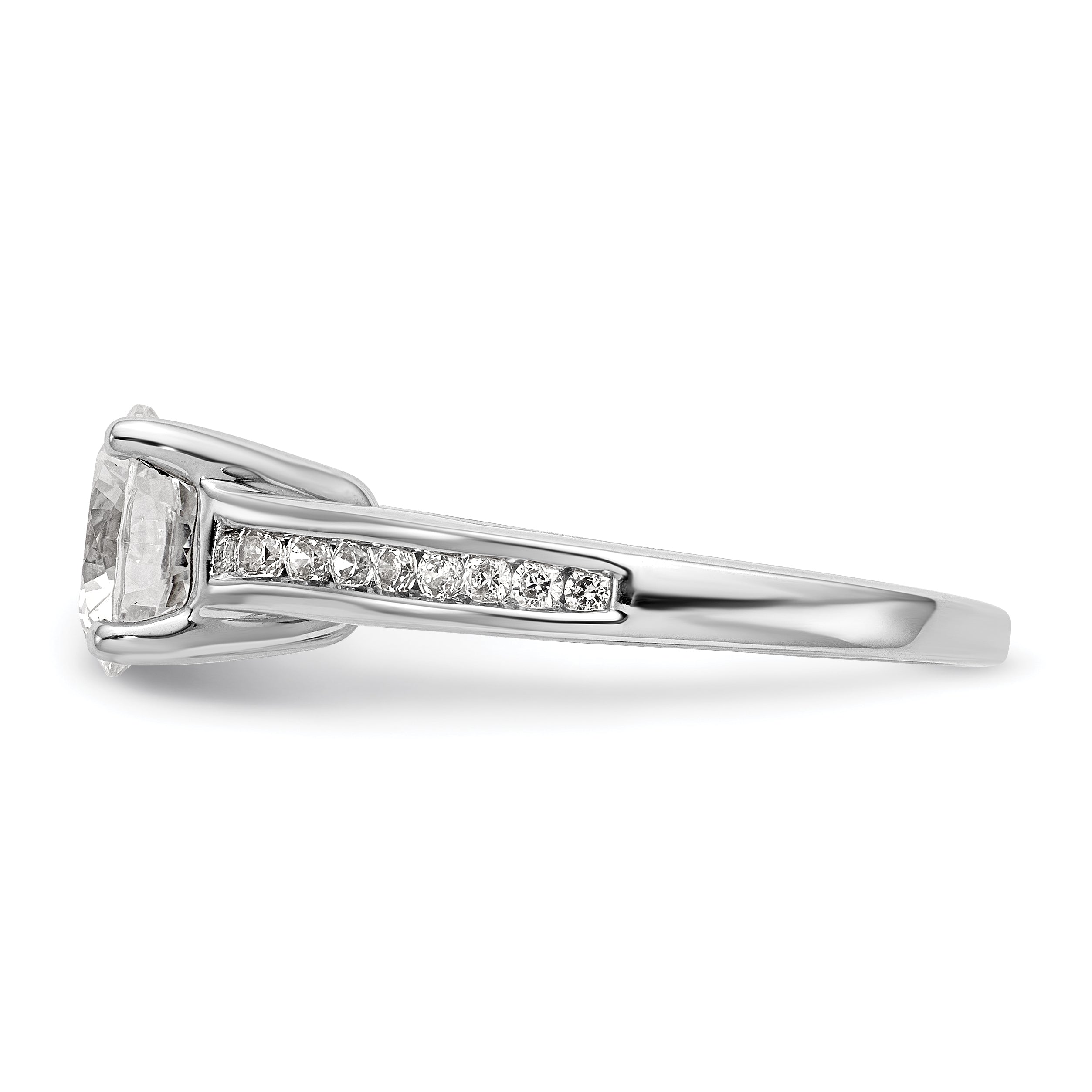 14K White Gold Simulated Diamond Engagement Ring