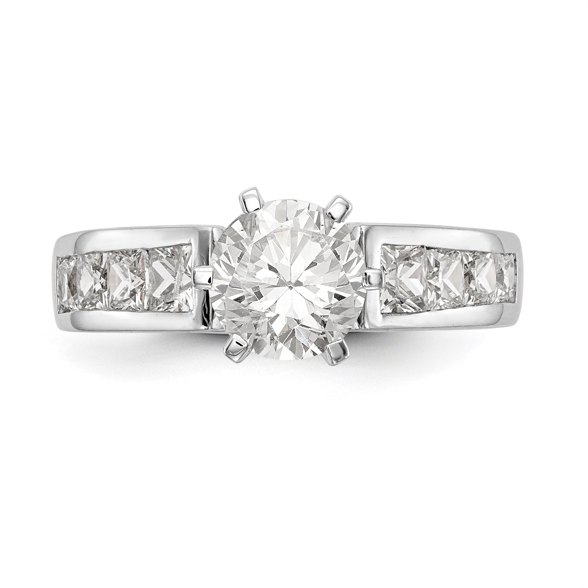 14kw Peg Set Simulated Diamond Engagement Ring